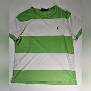 Polo Ralph Lauren Mens Shirt Large Green White Colorblock Blue Pony‎ Chest Logo
